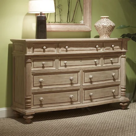 Reef Triple Drawer Dresser with 10 Drawers and Jewelry Tray